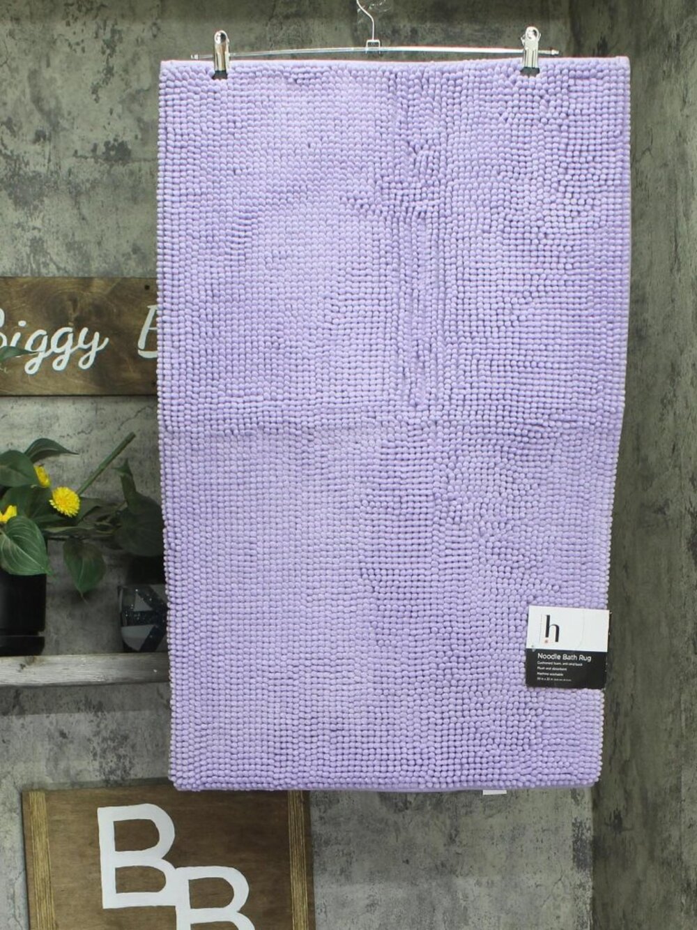 Home Expressions Noodle Padded Rectangle Bath Rug Pond Lily Purple 20x32